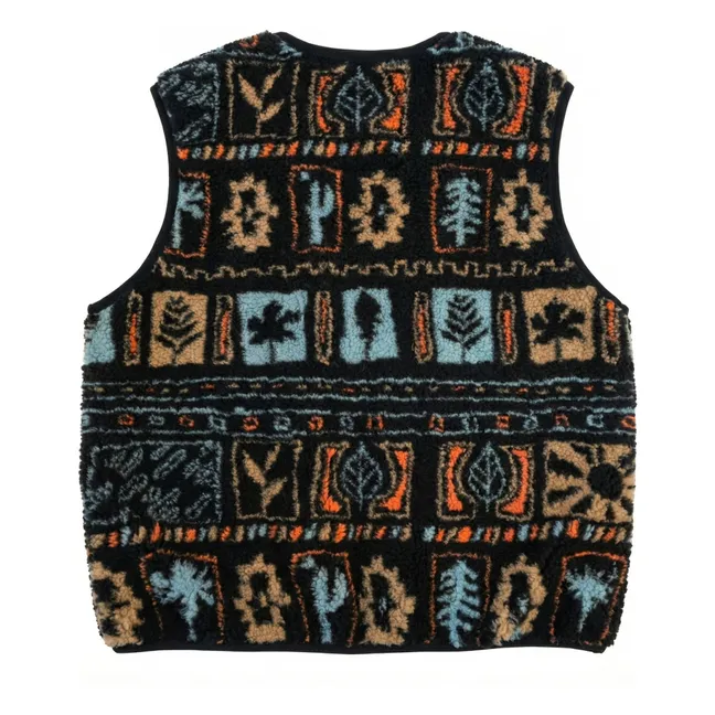 Easy Jacquard Sherpa Sleeveless Jacket | Black