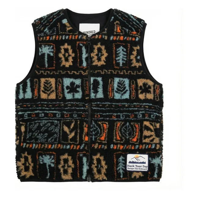 Easy Jacquard Sherpa Sleeveless Jacket | Black