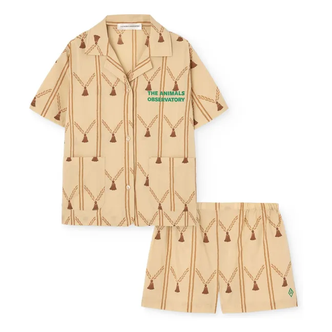 Magpie Organic Cotton Shirt and Short Set | Pale yellow