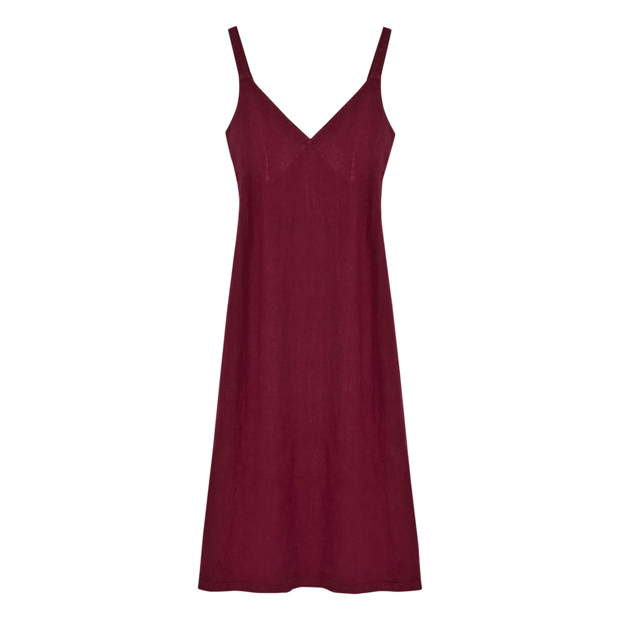 The New Society Dark Red Bulbine Linen Dress