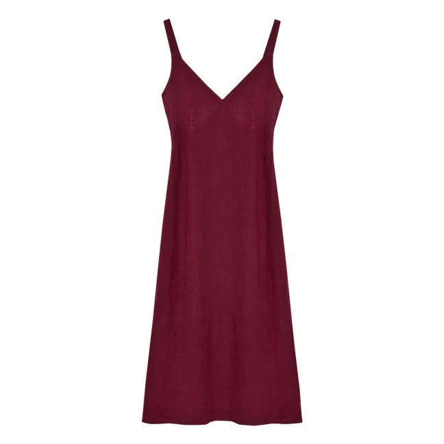 Robe Bulbine Lin | Rouge foncé