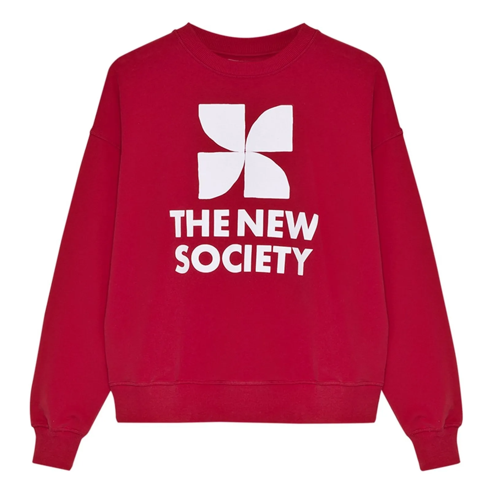 The New Society Red Tns Logo Cotton Sweatshirt