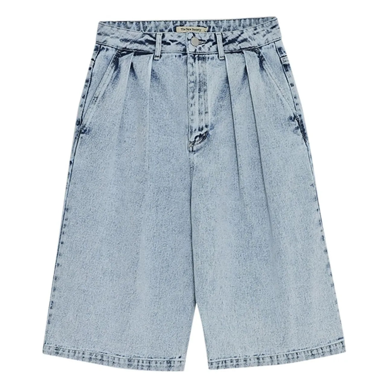 The New Society Denim Blue Cotton Bermuda Shorts