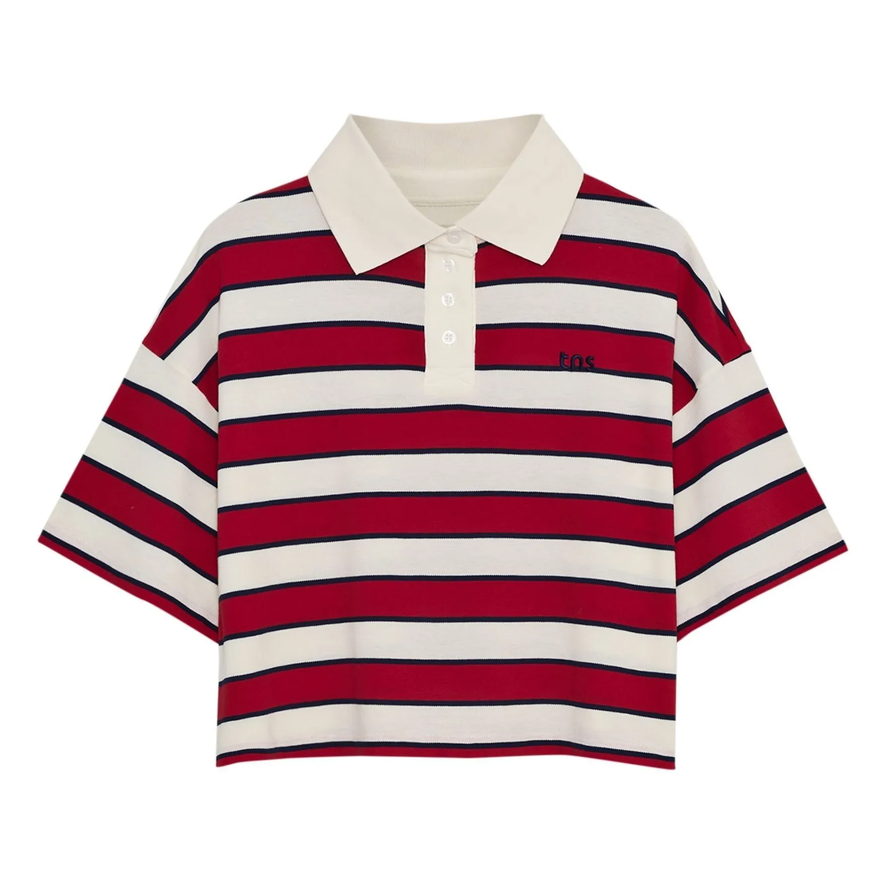 The New Society Red Acacia Stripes Cotton Polo