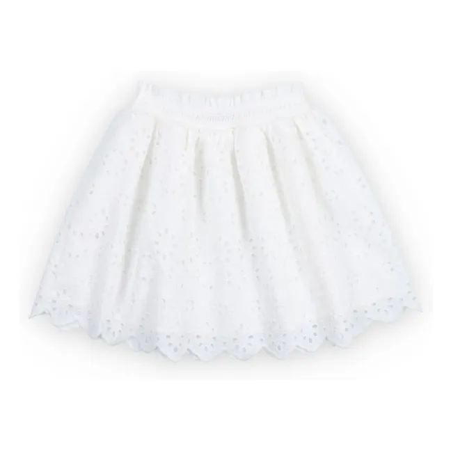 Sakura English Embroidery Skirt | White