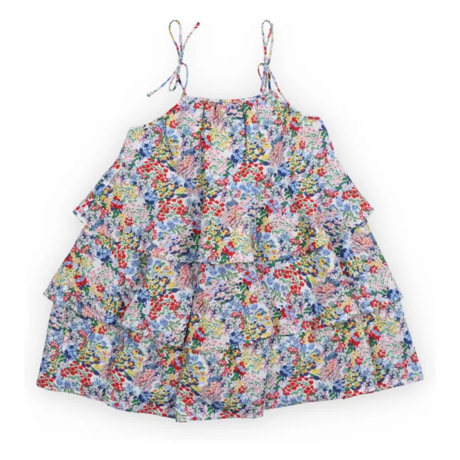 Vestido de volantes florales Verbena | Azul