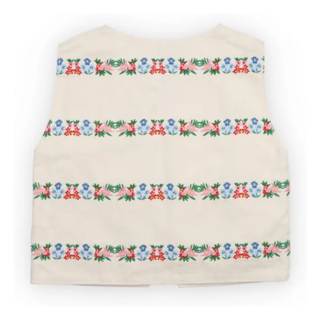 Top Malva Bordado Nudos Florales Algodón BCI | Crudo