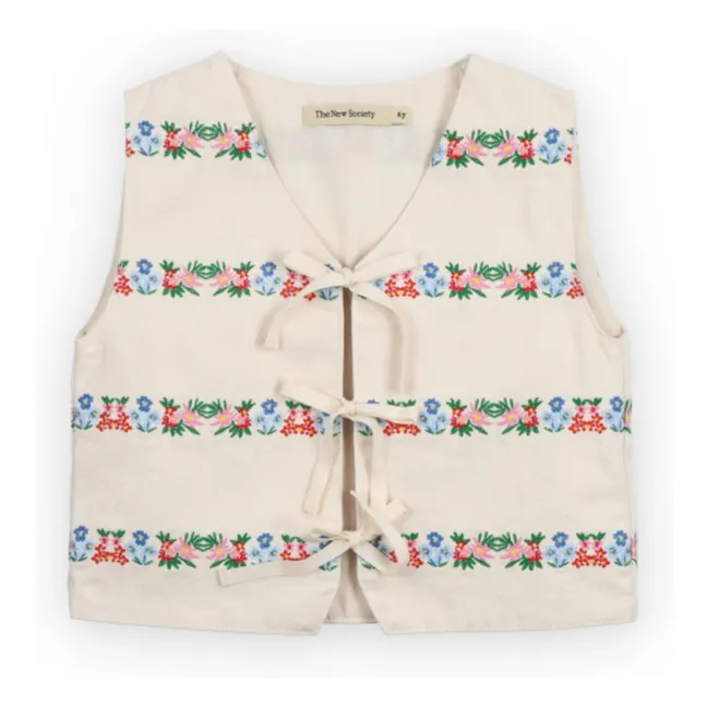 Top Malva Bordado Nudos Florales Algodón BCI | Crudo