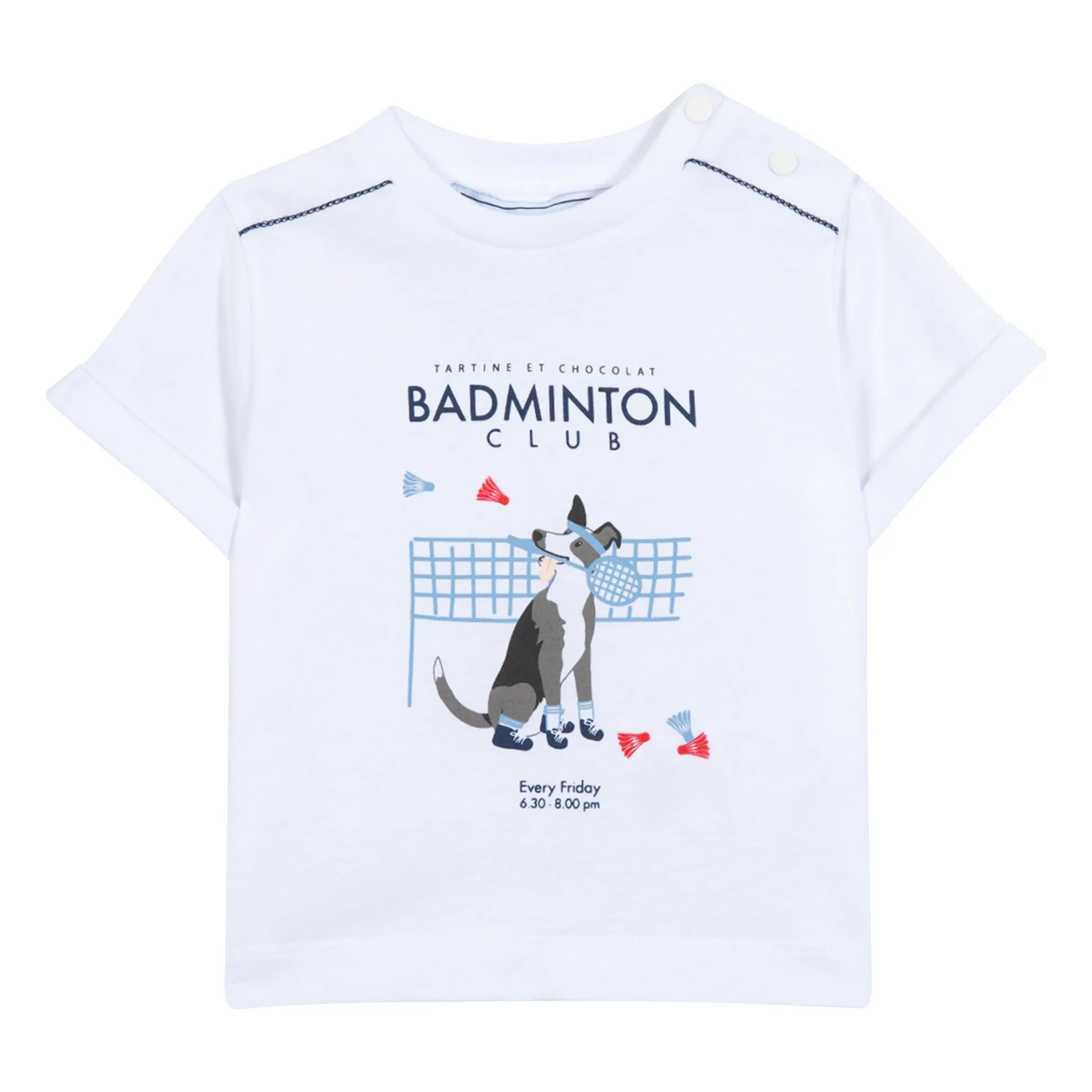 Tartine Et Chocolat White Badminton Club Dog T-Shirt