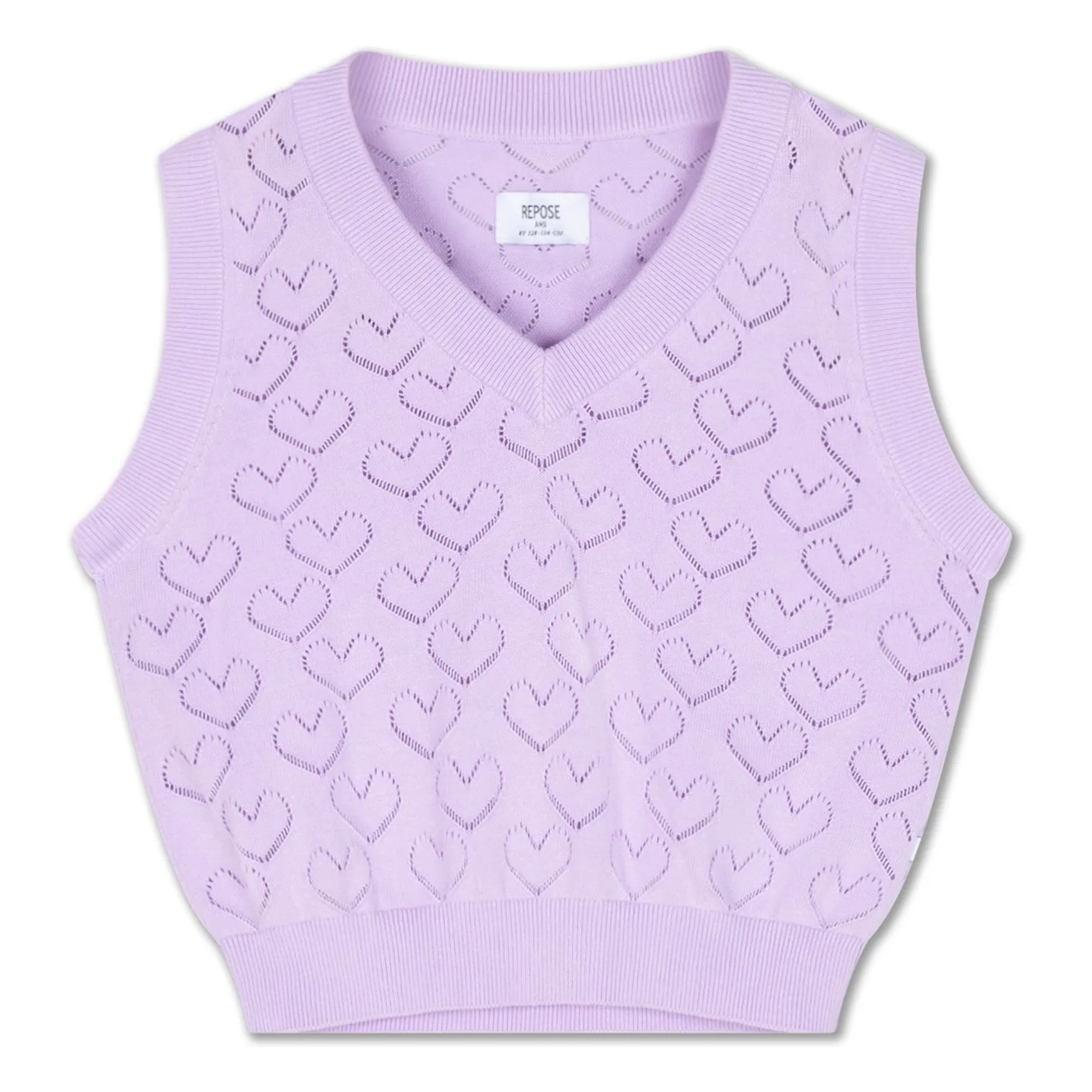 Pull Maille Sans Manches Cœurs | 	Lilas- Image produit n°0