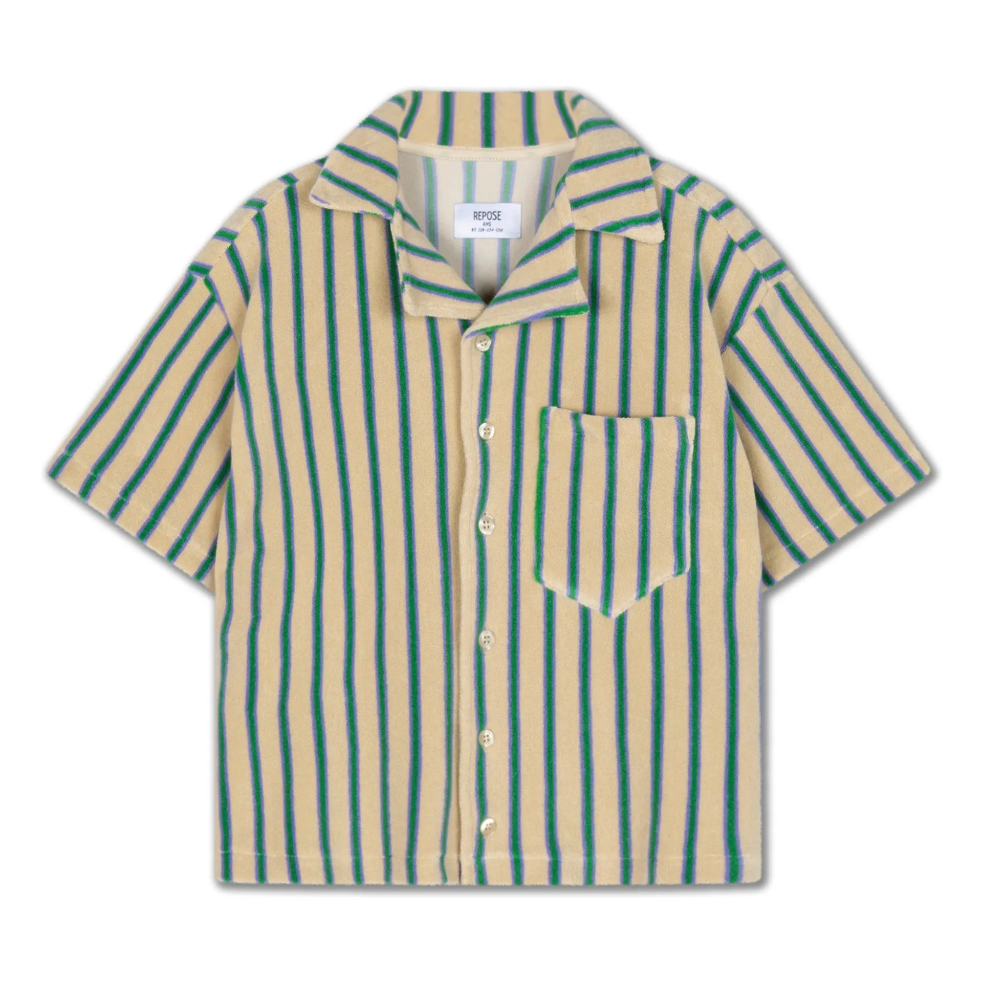 Repose Ams Pale Yellow Striped Organic Cotton Terry Shirt