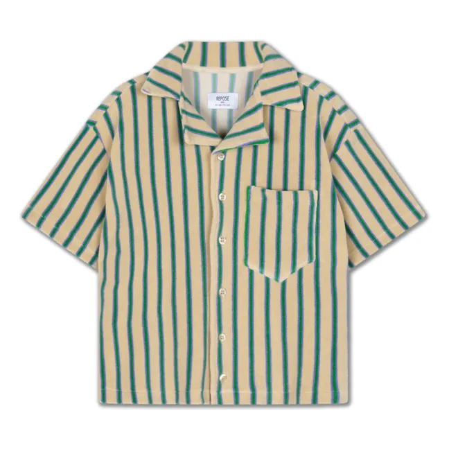 Striped Organic Cotton Terry Shirt | Pale yellow