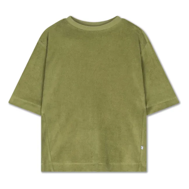 Organic cotton terry T-shirt | Khaki