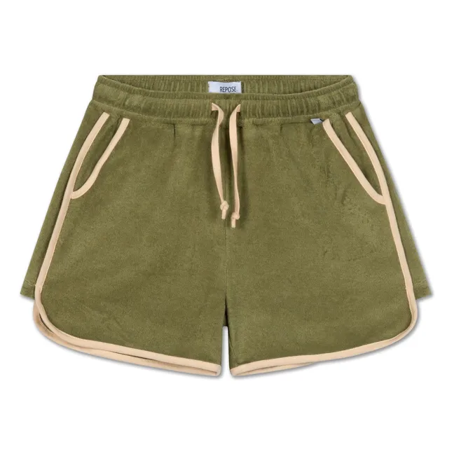Short Jogger Eponge Coton Bio | Vert kaki