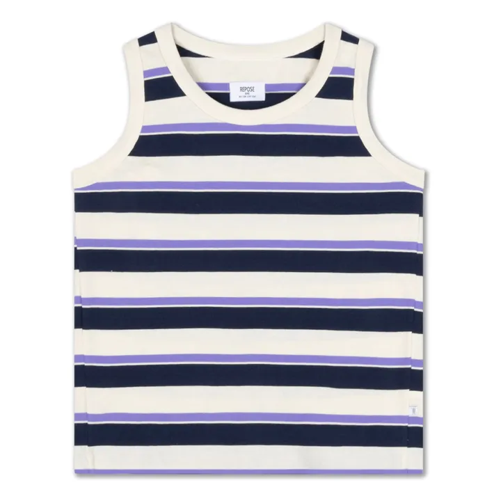 Camiseta de tirantes a rayas Algodón orgánico | Crema- Imagen del producto n°0