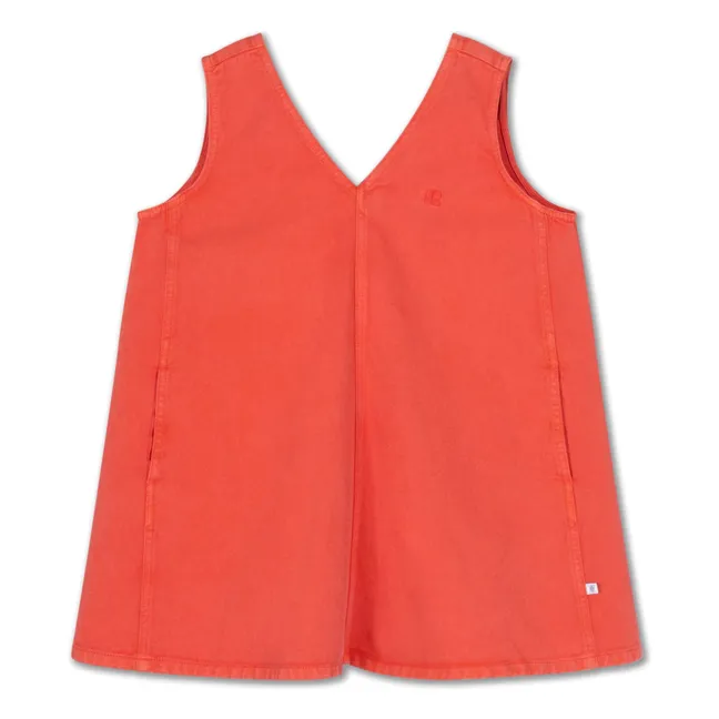 Organic Cotton Denim Pinafore Dress | Red