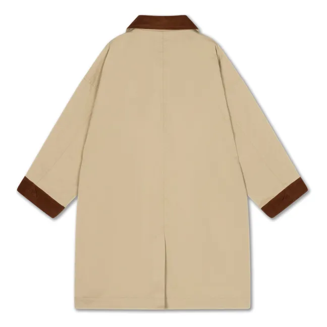 Manteau Twill Col Velours | Marron clair 