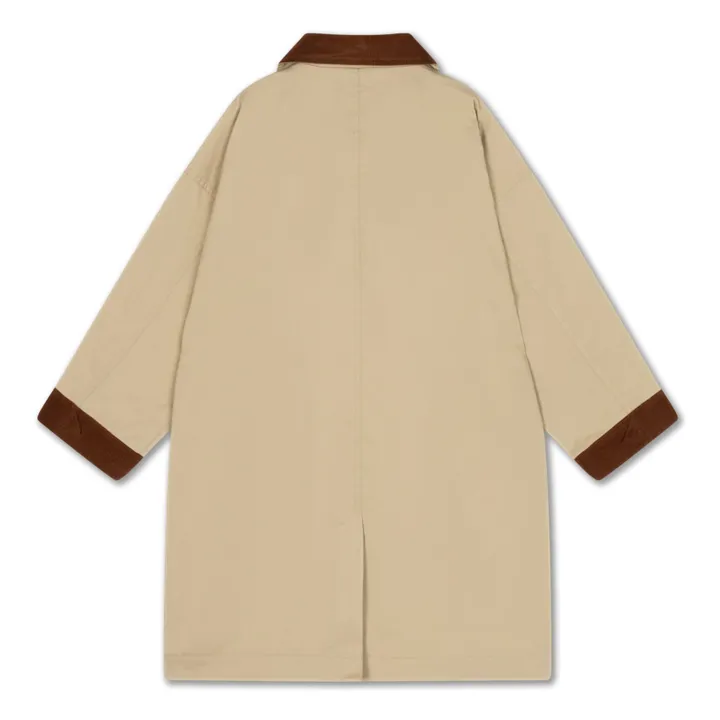 Abrigo de sarga Cuello de terciopelo | Marrón claro- Imagen del producto n°3