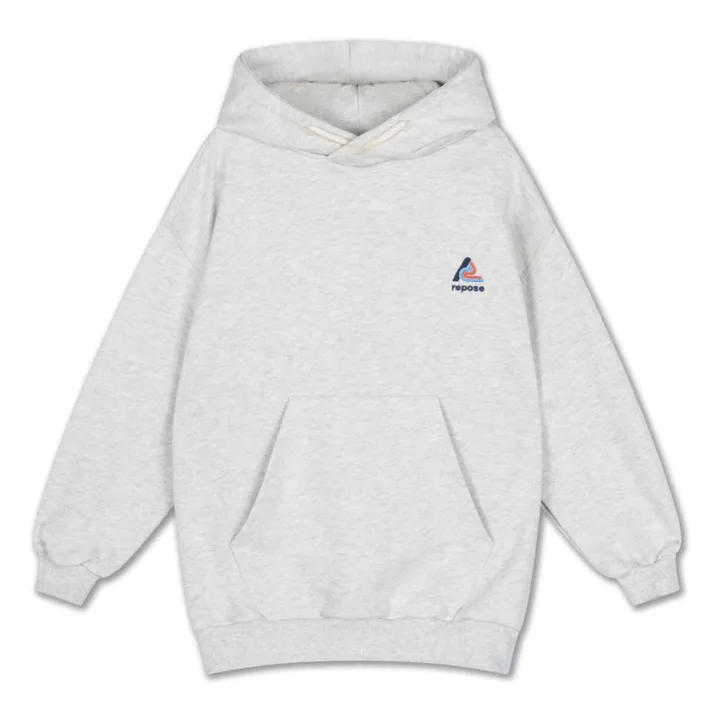 Sweat Capuche Logo Coton Bio | Gris chiné- Image produit n°0