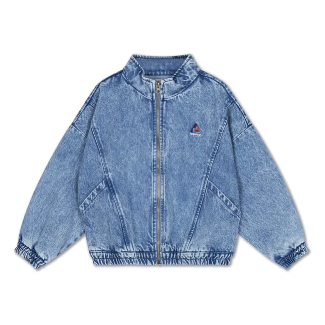 Organic Cotton Denim Windbreaker | Washed blue