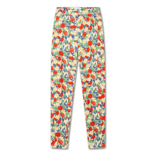 Legging Fleuri Fibres Recyclées | Jaune pâle