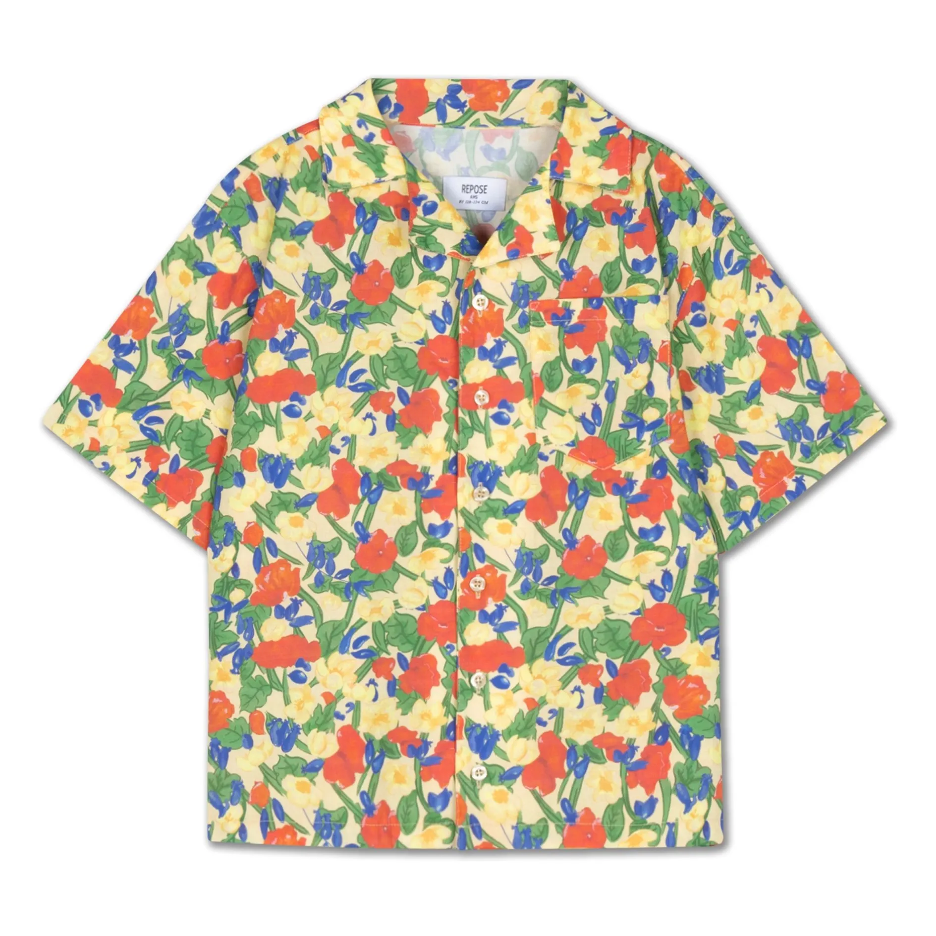 Repose Ams Pale Yellow Boxy Fleurie Organic Cotton Shirt