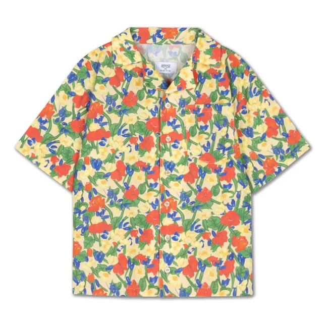 Boxy Fleurie organic cotton shirt | Pale yellow