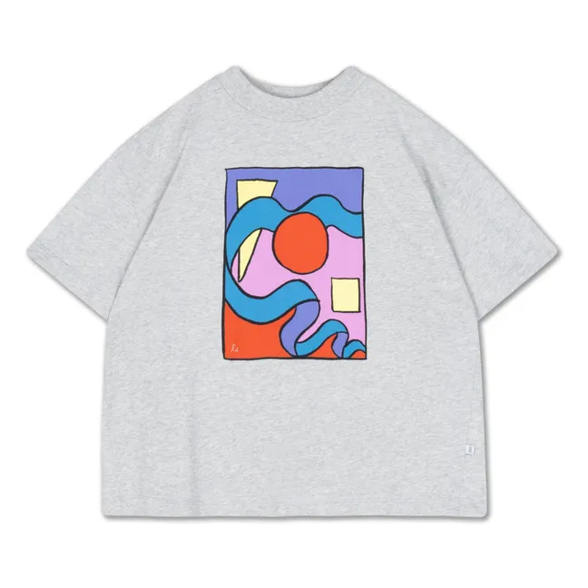Camiseta Boxy Graphic de algodón orgánico | Gris Jaspeado