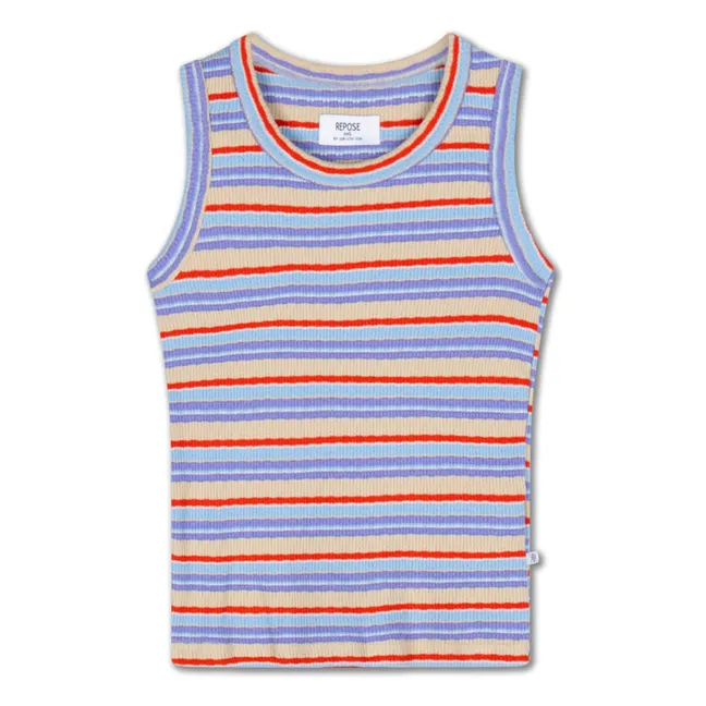 Camiseta de tirantes a rayas Algodón orgánico | Lila