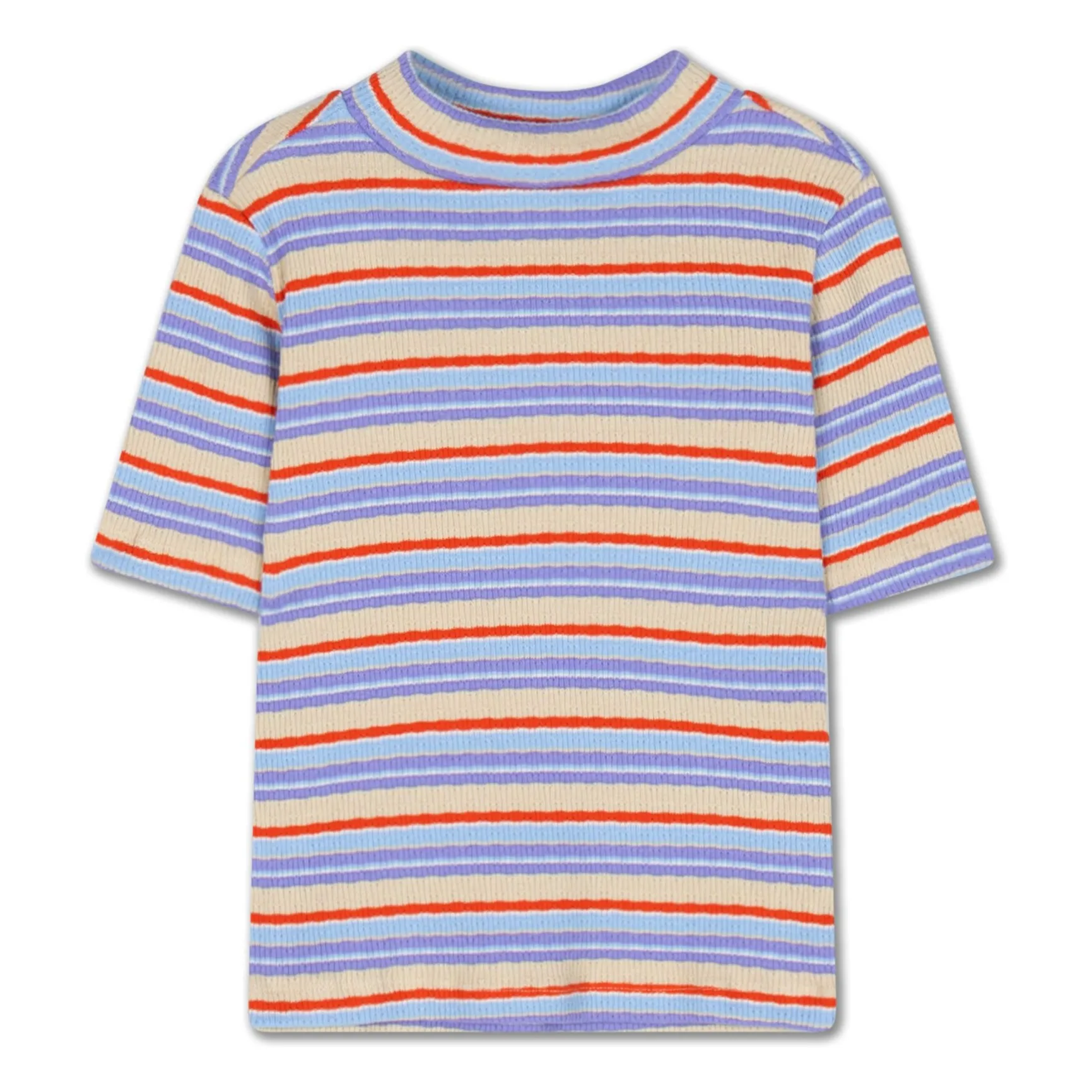 Repose Ams Lilac Striped Rib T-Shirt Organic Cotton