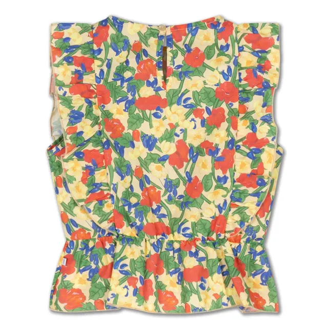 Top Volants Fleuri Cton Bio | Pale yellow