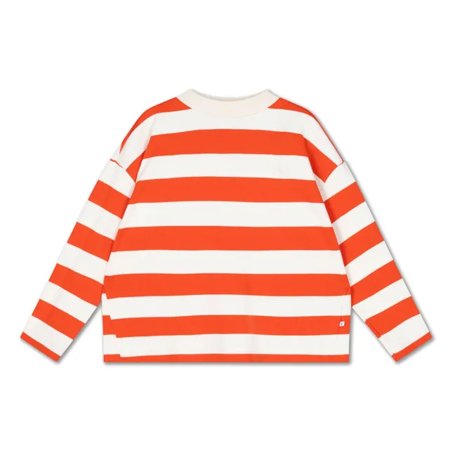 Sweat Boxy Rayé Coton Bio | Orange