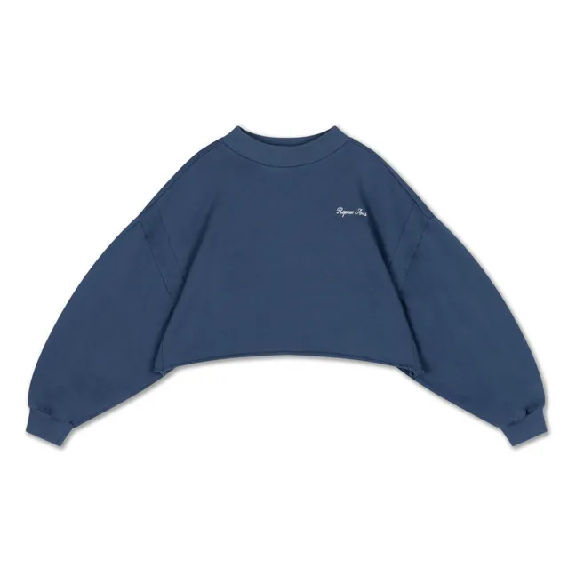Organic Cotton Logo Crop Sweat | Dark Blue