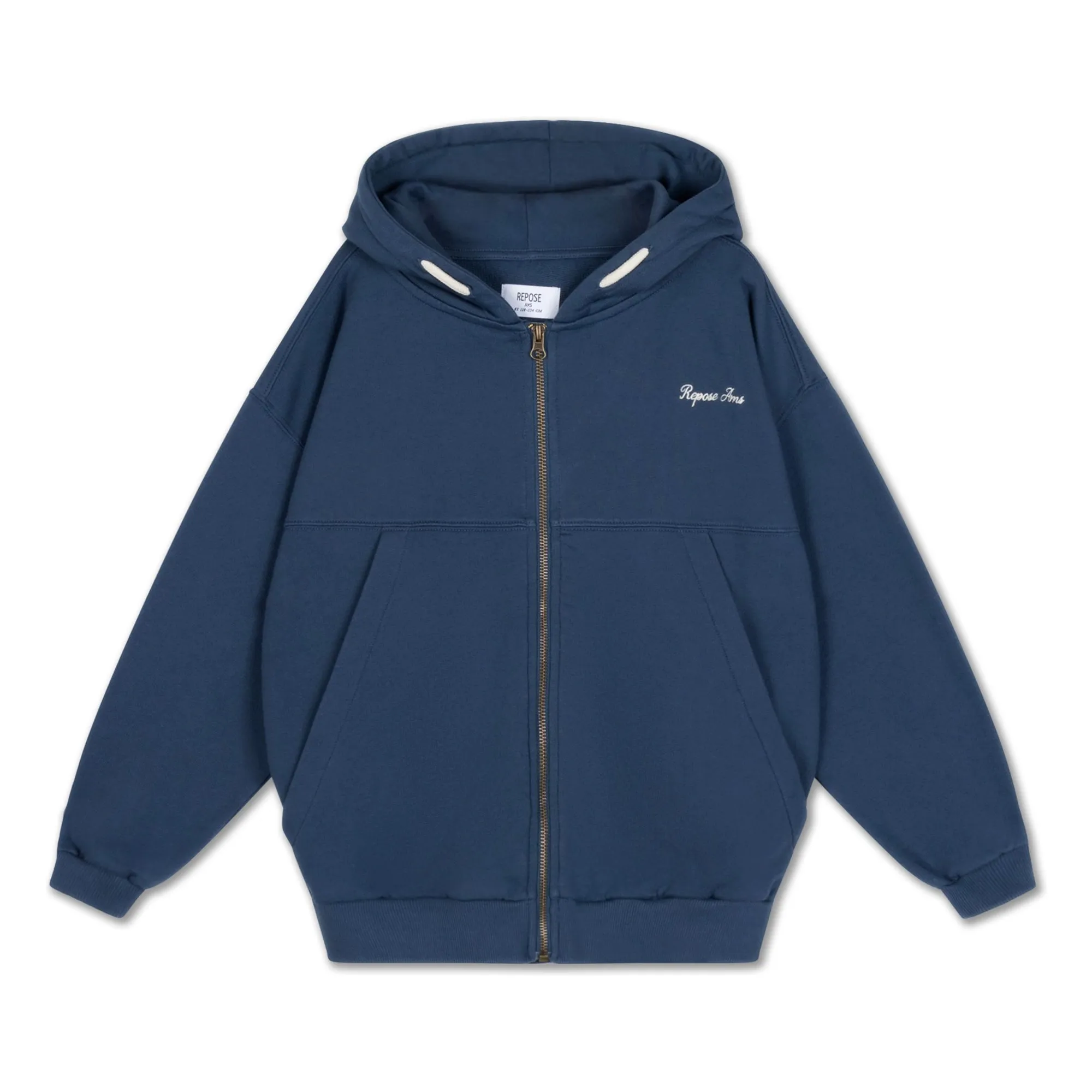 Repose Ams Dark Blue Organic Cotton Logo Zip Sweatshirt