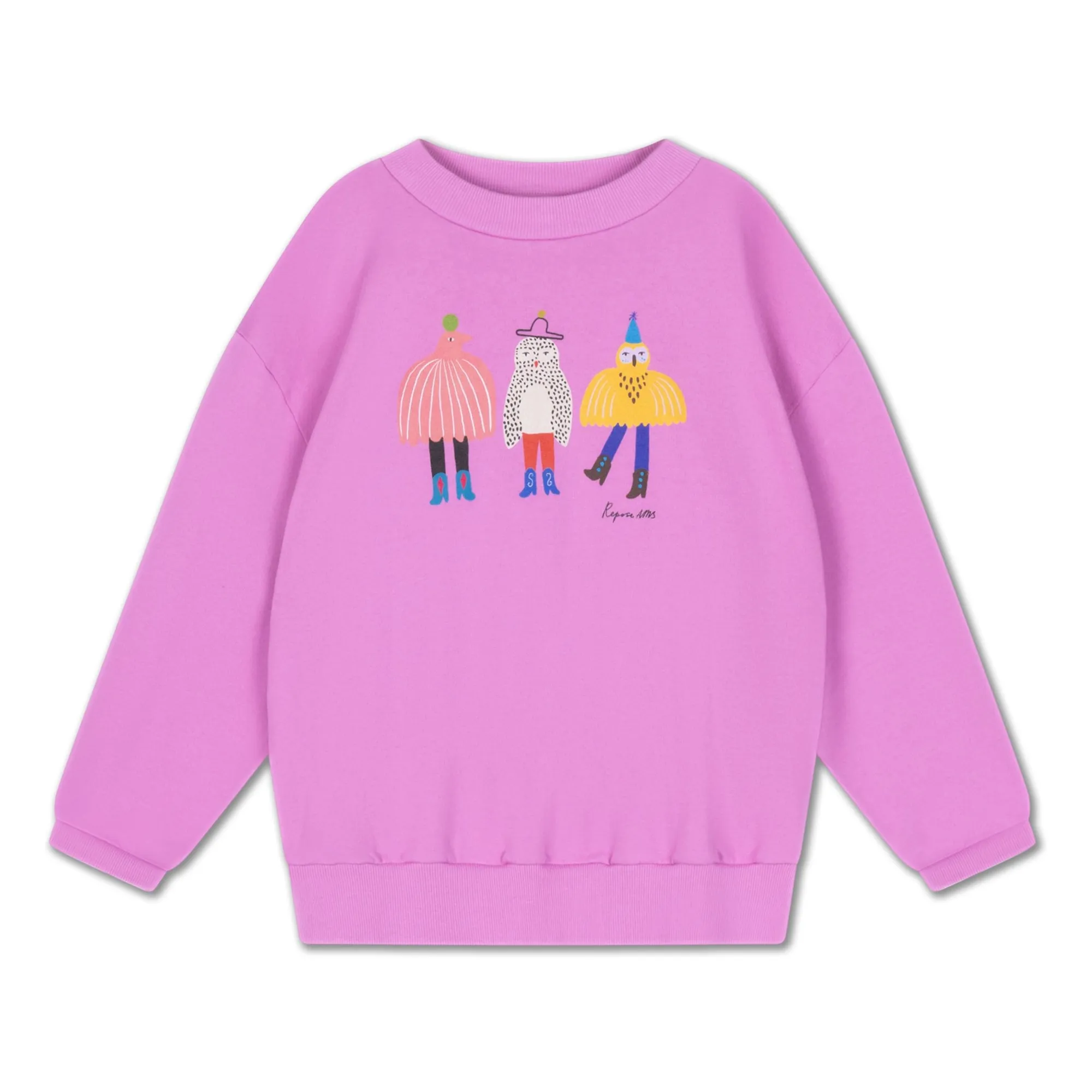 Repose Ams Pink Oversized Sweat Cozydrop Oiseaux Coton Bio