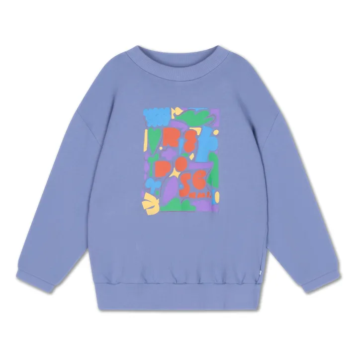 Sweat Oversized Cozydrop Logo Graphic Coton Bio | Bleu gris- Image produit n°0