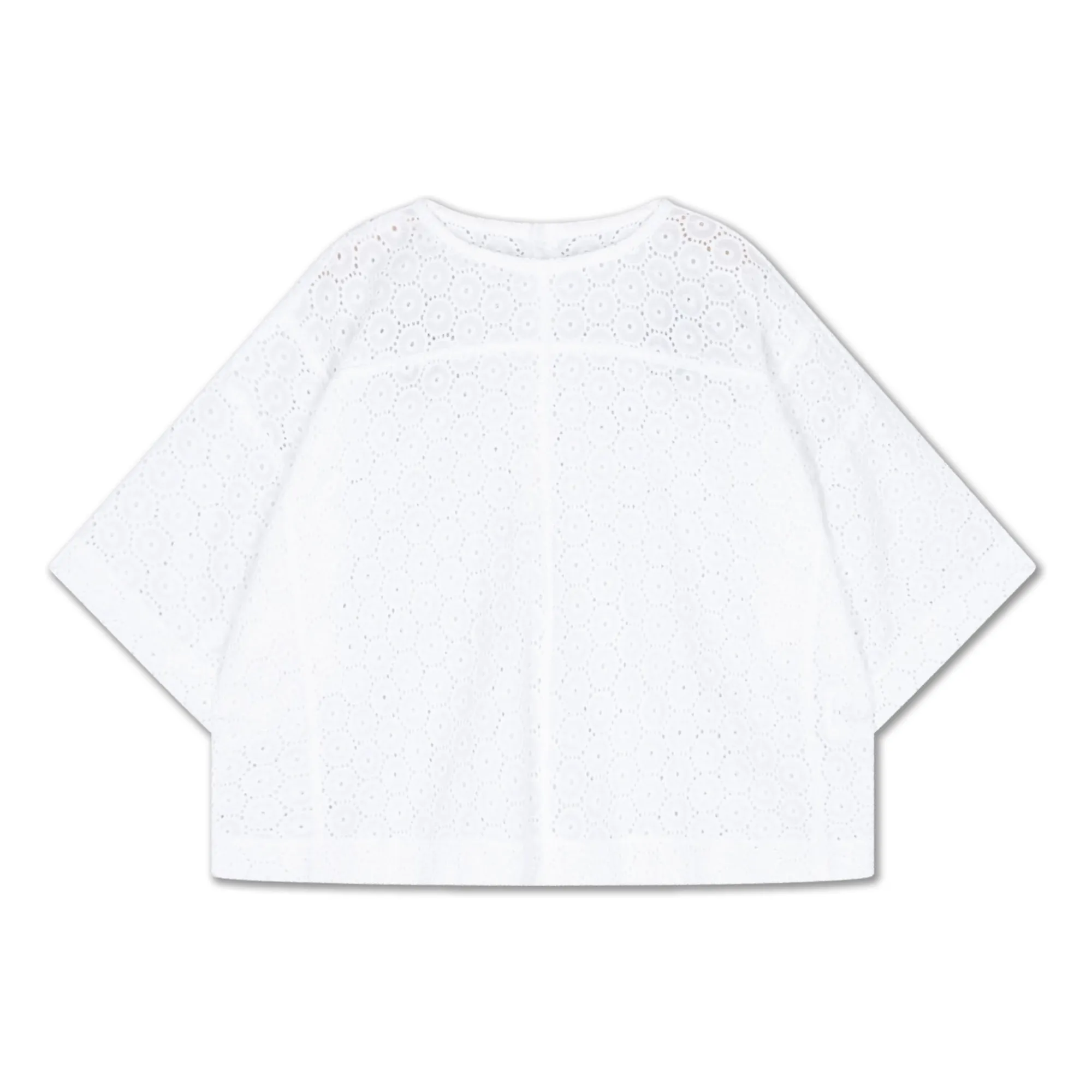 Repose Ams White Back Buttoned Blouse Embroidery Anglaise Organic Cotton