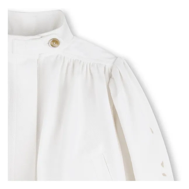 Organic cotton embroidered jacket | White