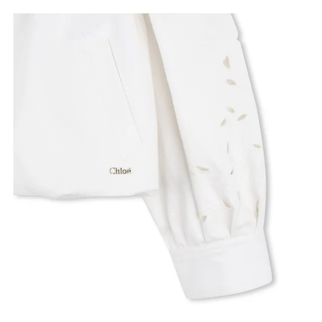 Organic cotton embroidered jacket | White