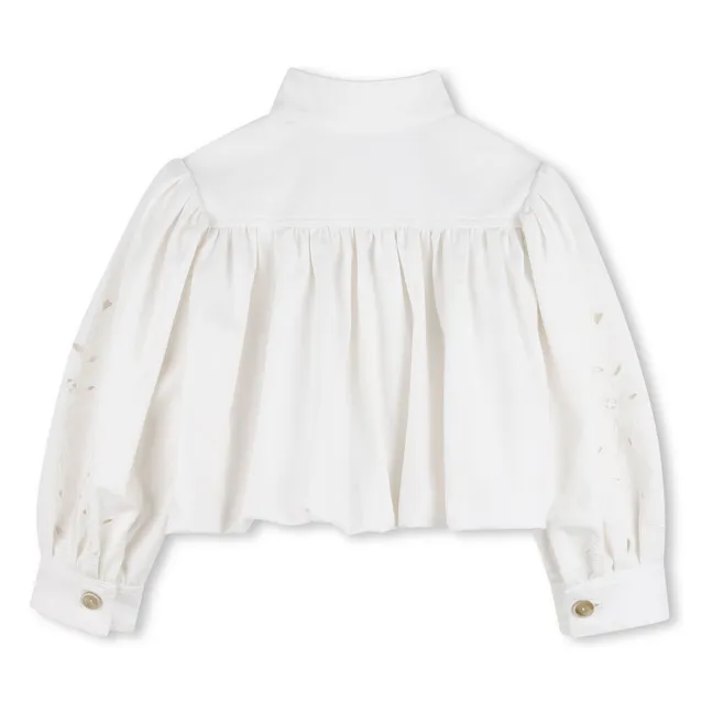 Organic cotton embroidered jacket | White