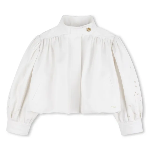 Organic cotton embroidered jacket | White