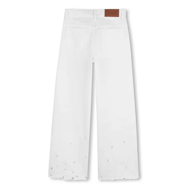 Organic cotton embroidered pants | White
