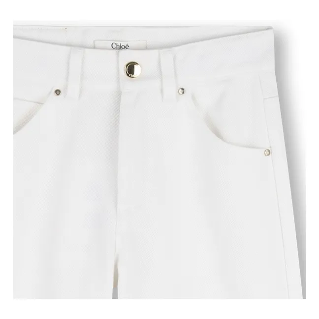 Pantalon Brodé Coton Bio | Blanc