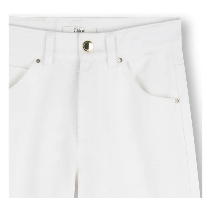 Pantalón bordado de algodón orgánico | Blanco- Imagen del producto n°3