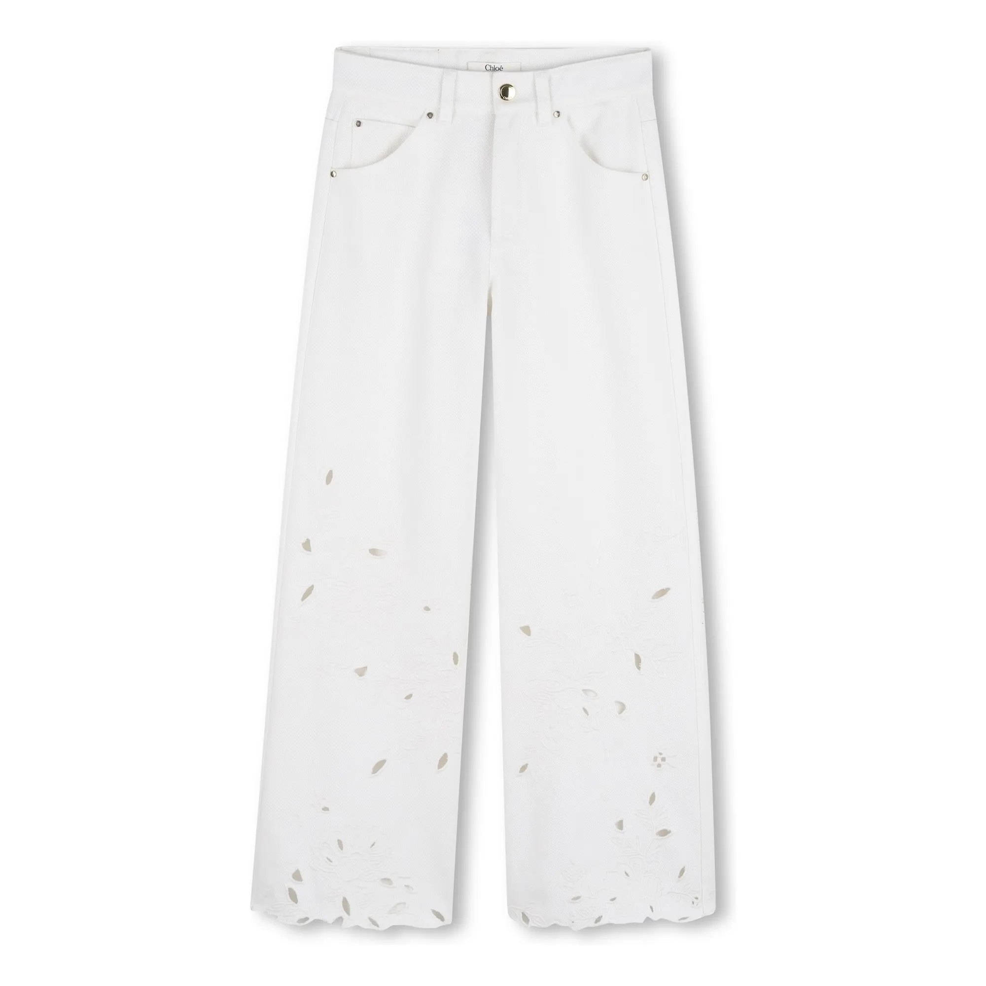 Chloé Women's White Organic Cotton Embroidered Pants