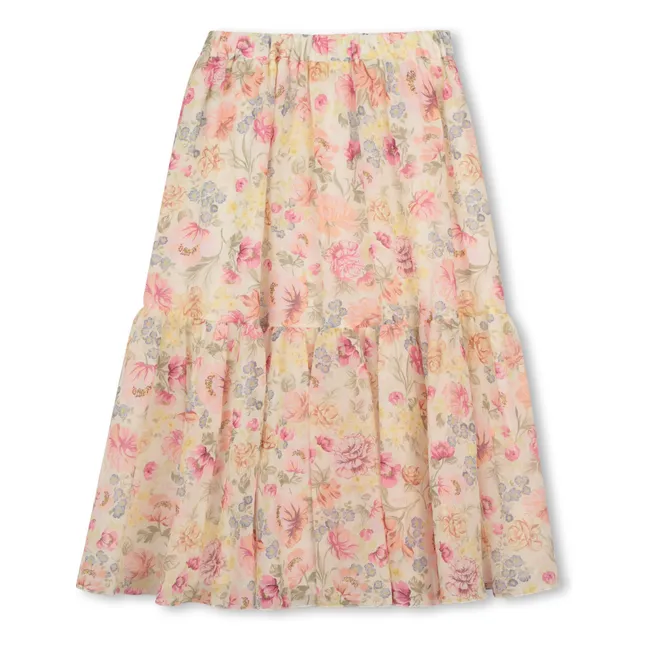 Falda floral de algodón orgánico | Crema