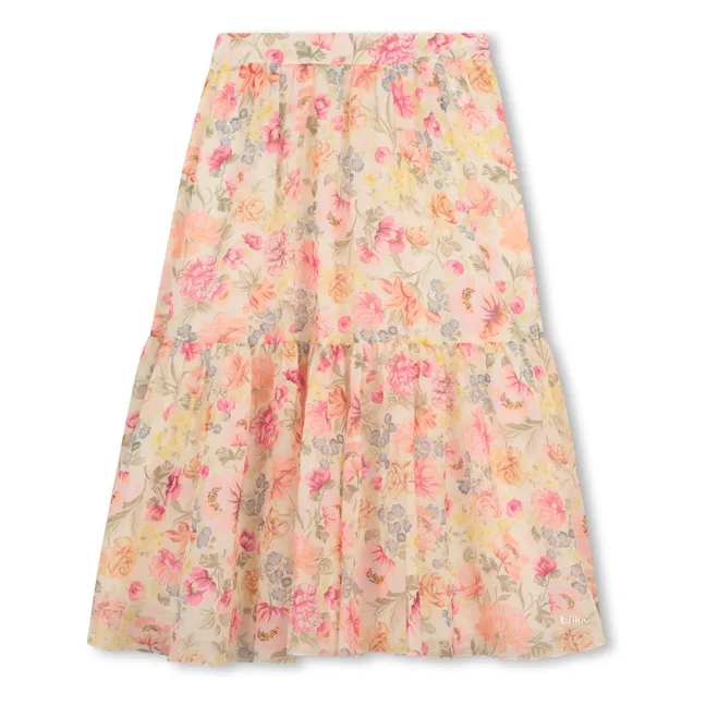 Organic cotton floral skirt | Cream
