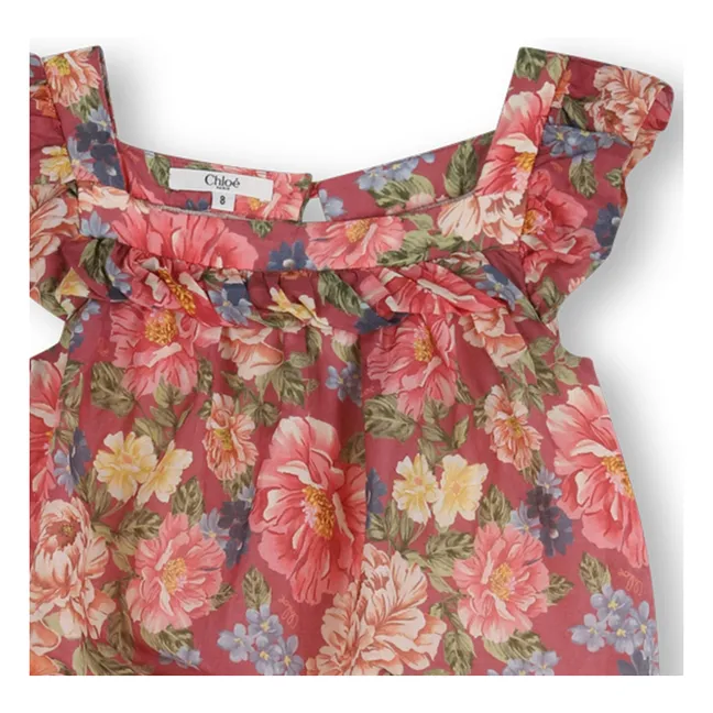 Combinaison Fleurie Coton Bio | Vieux Rose