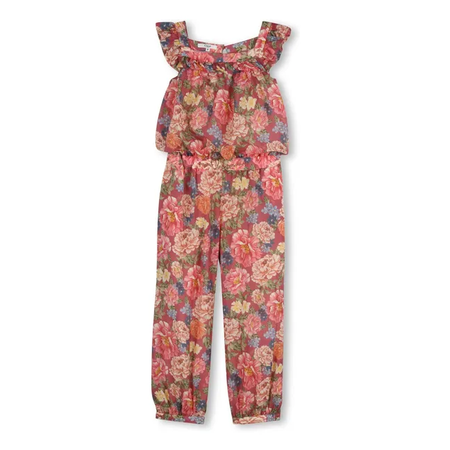 Combinaison Fleurie Coton Bio | Vieux Rose