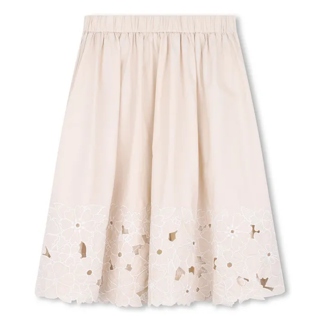 Jupe Brodée Coton Bio | Rose pâle